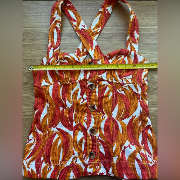 Maeve Shirt Womens Banana Print Cross Back Tank Cami Size 00 Boho Tropical - Picture 9 of 10